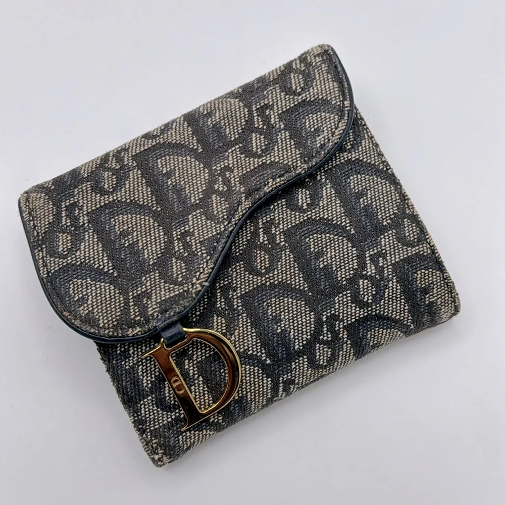Christian Dior Wallet Saddle Lotus Oblique Jacquard with Unbranded Chain